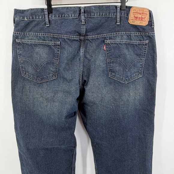 Levi Strauss 569 Loose Straight Dark Wash Denim Jeans Men's W44 L32 Red‎ Tag - Picture 7 of 12